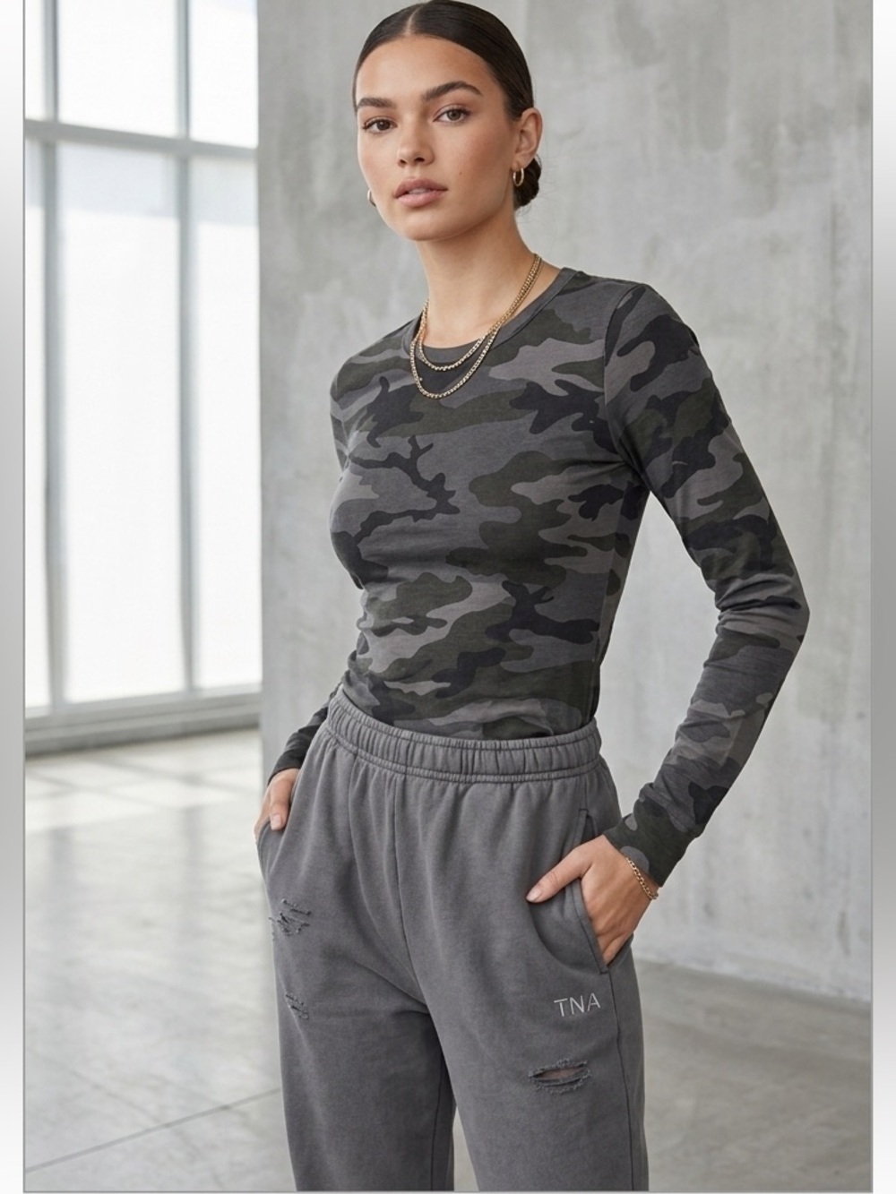 TNA Charcoal Camouflage Tee